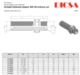 BSP Male Straight Bulkhead Adaptor, BH-MB-STR