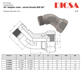 BSP Male to Female 45 Elbow Adaptor, E3/MB/FB |TTA Hyd