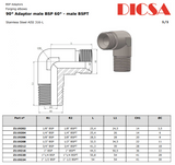 BSP to BSP Taper Male Fixed Adaptor, E-MB-MBT-FIX