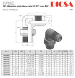 BSP to JIC Male Adjustable Elbow Adaptor, E-MB-MJ-90-ADJ