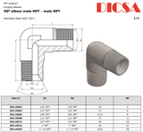 NPT Male Elbow Adaptor, E/MN/90 | TTA Hyd