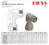 O'Ring Sealing Male to Female Elbow 90, E/MORF/FORF | TTA Hyd