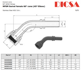 NPT Female to 45° Hose Tail, HNF/45 | TTA Hyd