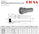 NPT Female to Double Hex HoseTail, HNNF | TTA Hyd