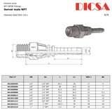 NPT Male Swivel HoseTail, HNSM | TTA Hyd