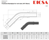 Standpipe 45° Inch to Hose End, HSPI-45 | TTA Hyd