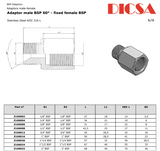 BSP Male to Female Fixed Adaptor, MB/FB/FIX | TTA Hyd