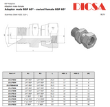 BSP Male to Female Swivel Adaptor, MB-FB-STR-SWIV