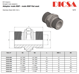 BSP to Flat Face Male Adaptor, MB-FF-STR