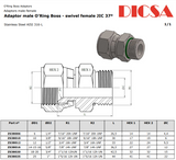 SAE Male to JIC Female Adaptor, MSAE/FJ | TTA Hyd