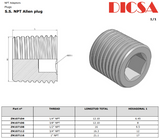 NTP Male Plug Allen, PNA-NPT | TTA Hyd