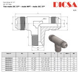 JIC Male to NPT Branch T-Piece, T/MJ/MN/MJ | TTA Hyd