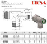 O'Ring Sealing Male to Female Run Tee , T/MORF/MORF/FORF| TTA Hyd